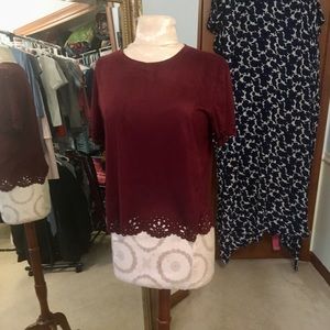 Rue 21 Maroon Suede Cropped Blouse